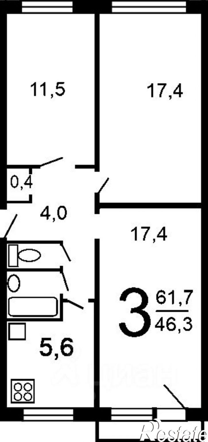 3-комн квартира б-р Луначарского, 14,  д. 14