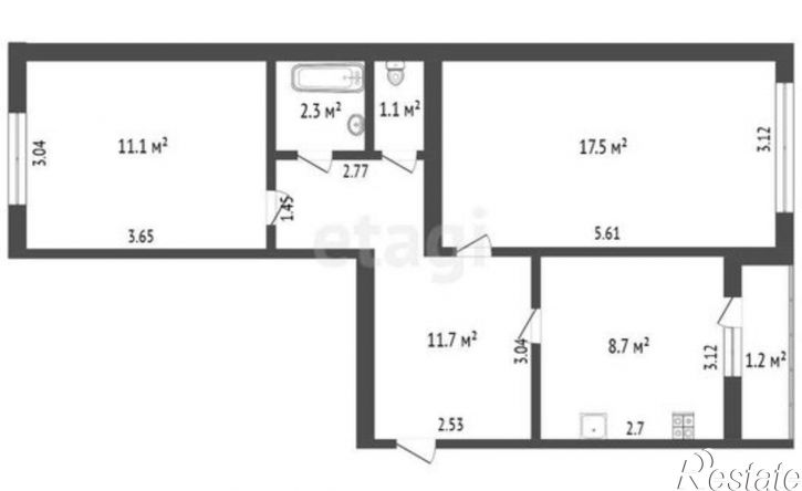 2-комн квартира улица Громовой, 12,  д. 12