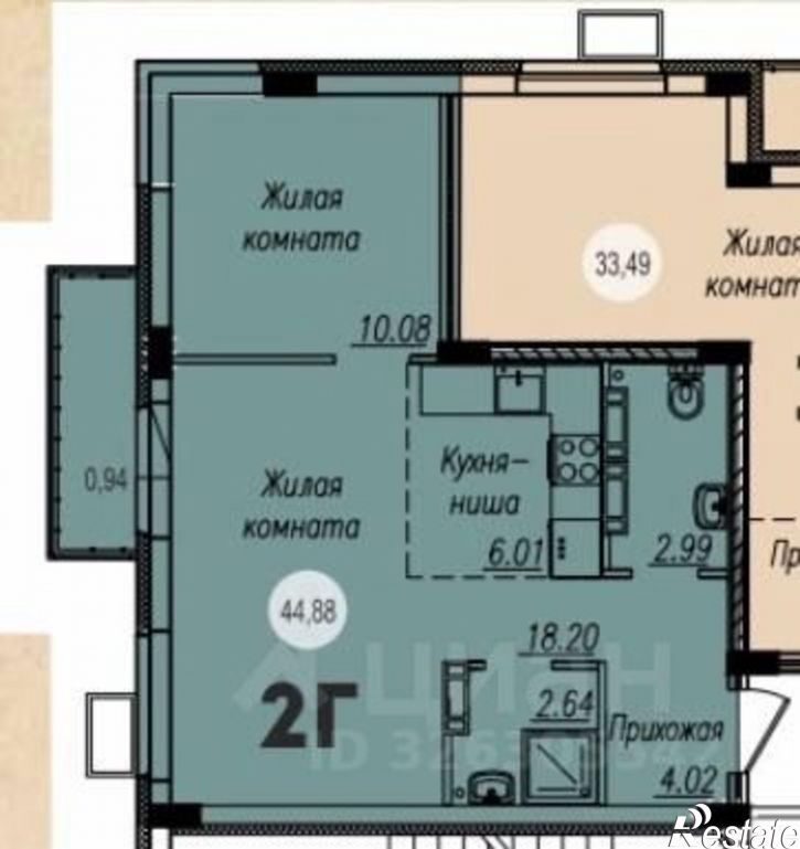 2-комн квартира в новом доме