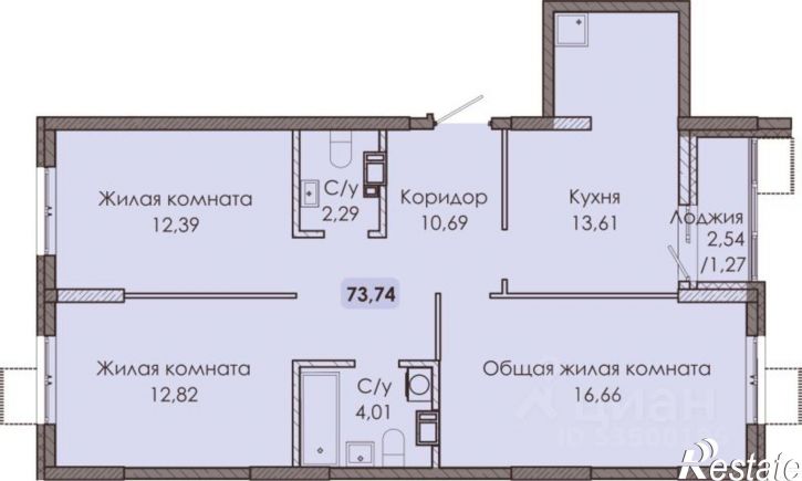 3-комн квартира в новом доме ул Лесная, 56А,  д. 56А