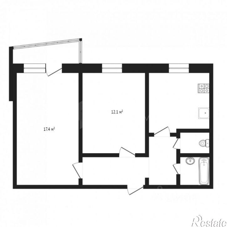 2-комн квартира ул Полевая, 34,  д. 34