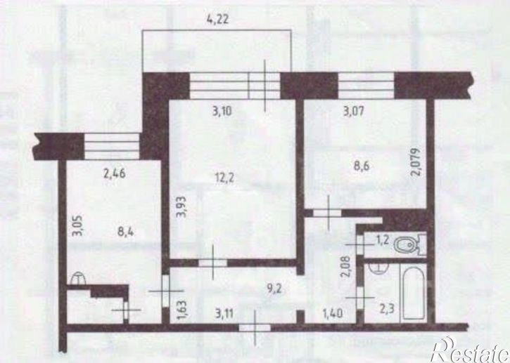 2-комн квартира ул Ворошилова, 12,  д. 12