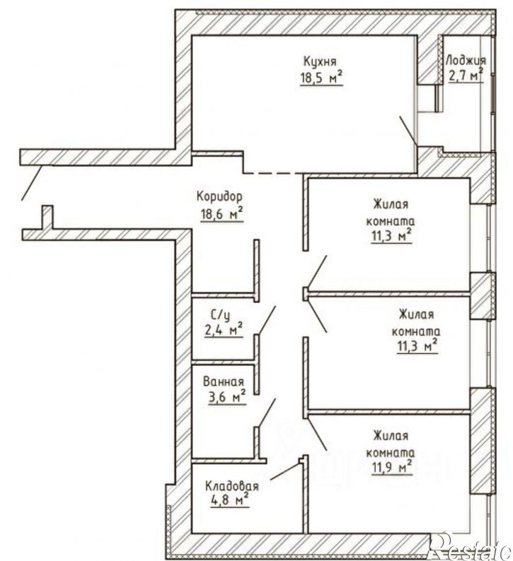 3-комн квартира в новом доме