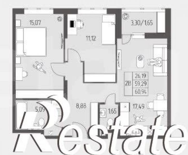 2-комн квартира Приморский бульвар, 54А,  д. 54А