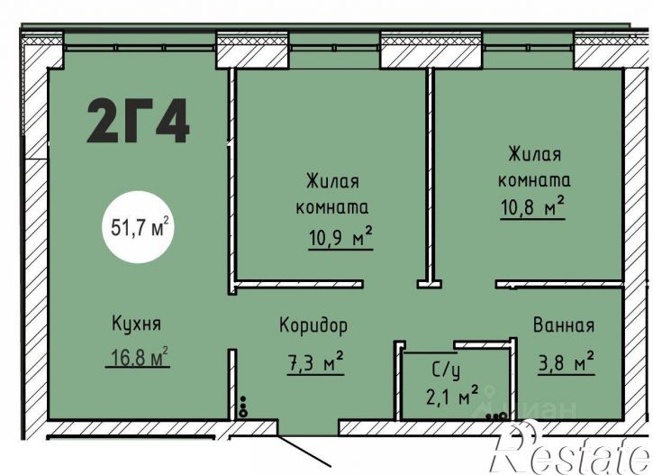 2-комн квартира в новом доме