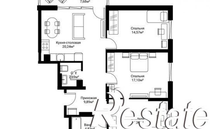 3-комн квартира в новом доме улица Фрунзе, 39,  д. 39