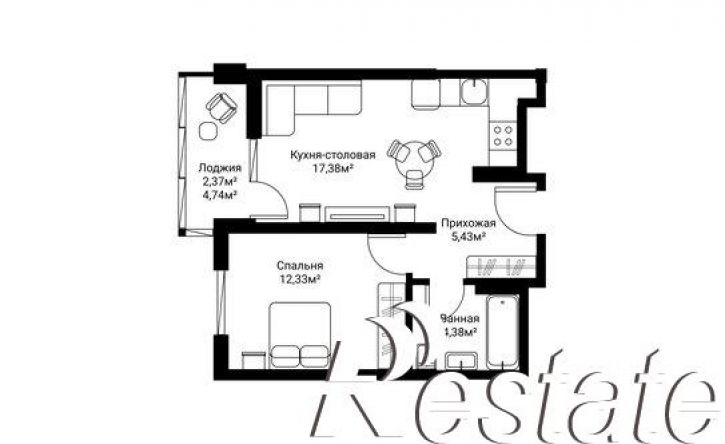 1-комн квартира в новом доме улица Фрунзе, 39,  д. 39