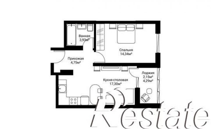 1-комн квартира в новом доме улица Фрунзе, 39,  д. 39